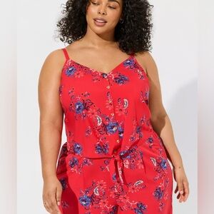 TORRID Challis Button Down Tie Front Crop Top